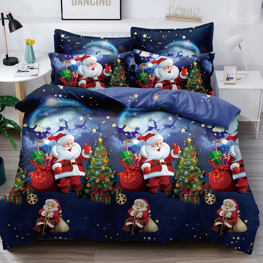 Set Lenjerie Pat Dublu , 6 Piese din Bumbac Finet , Mos Craciun LF2JH-XMAS020 1 Set Lenjerie Pat Dublu , 6 Piese din Bumbac Finet , Mos Craciun LF2JH-XMAS020