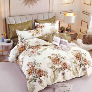 Lenjerie de Pat Dublu, Cearceaf cu Elastic  Țesătură tip Finet, 6 piese JOLFDE83