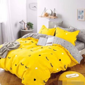 Lenjerie de Pat Dublu, Cearceaf cu Elastic  Țesătură tip Finet, 6 piese JOLFDE88