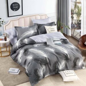 Lenjerie de Pat Dublu, Cearceaf cu Elastic  Țesătură tip Finet, 6 piese JOLFDE90