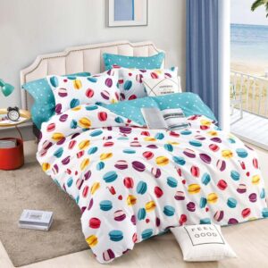 Lenjerie de Pat Dublu, Cearceaf cu Elastic  Țesătură tip Finet, 6 piese JOLFDE91