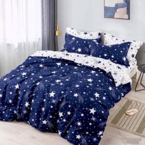 Lenjerie de Pat Dublu, Cearceaf cu Elastic  Țesătură tip Finet, 6 piese JOLFDE93