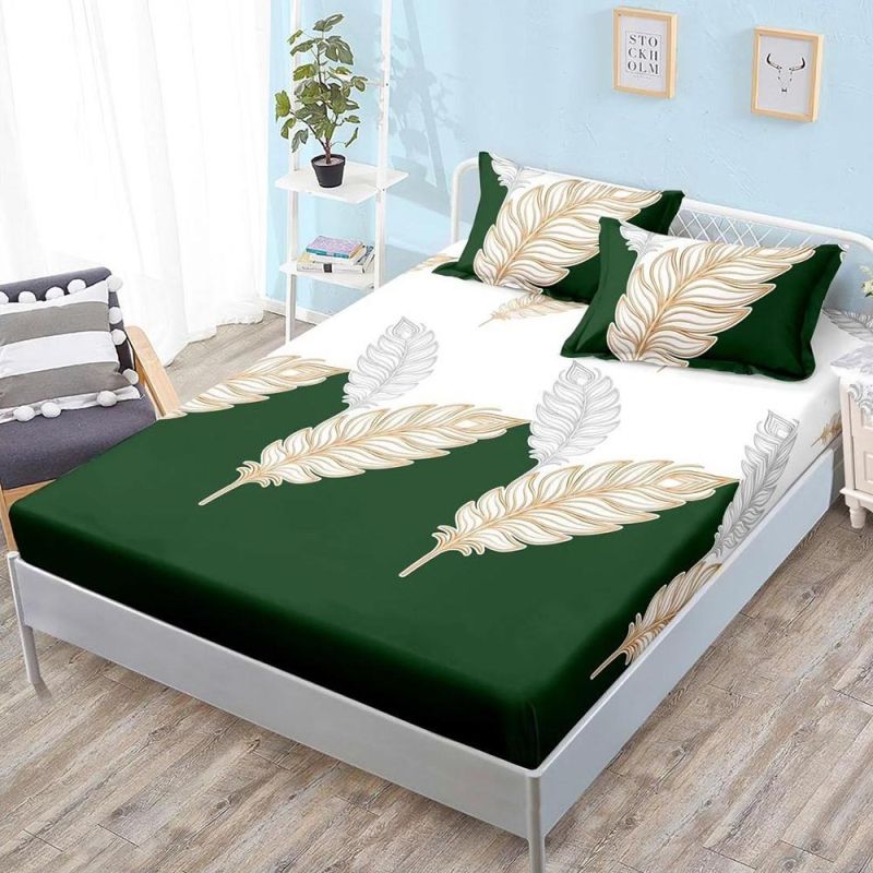 Set husa pentru pat 160*200 cm confectionata din material textil tip finet cu imprimeu + 2 fete de perna HP160-68 1 Set husa pentru pat 160*200 cm confectionata din material textil tip finet cu imprimeu + 2 fete de perna HP160-68