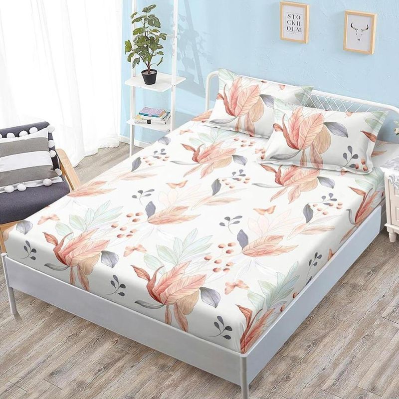 Set husa pentru pat 160*200 cm confectionata din material textil tip finet cu imprimeu + 2 fete de perna HP160-89 1 Set husa pentru pat 160*200 cm confectionata din material textil tip finet cu imprimeu + 2 fete de perna HP160-89