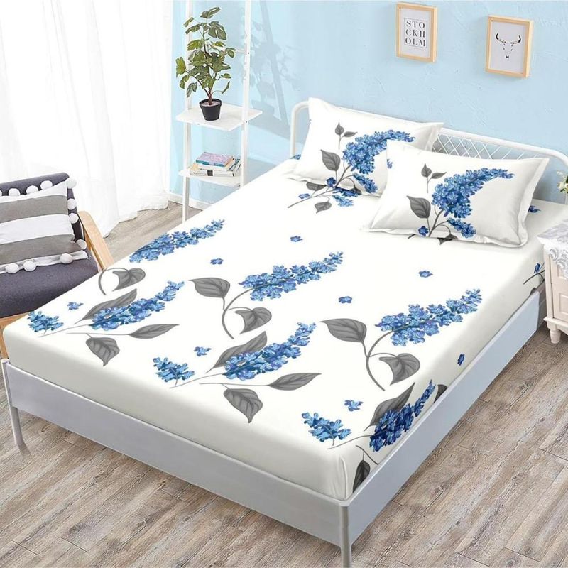 Set husa pentru pat 160*200 cm confectionata din material textil tip finet cu imprimeu + 2 fete de perna HP160-105 1 Set husa pentru pat 160*200 cm confectionata din material textil tip finet cu imprimeu + 2 fete de perna HP160-105