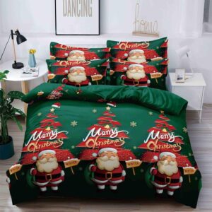 Set Lenjerie Pat Dublu , 6 Piese din Bumbac Finet , Mos Craciun  JOLFXMAS12