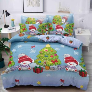 Set Lenjerie Pat Dublu , 6 Piese din Bumbac Finet , Mos Craciun JOLFXMAS05