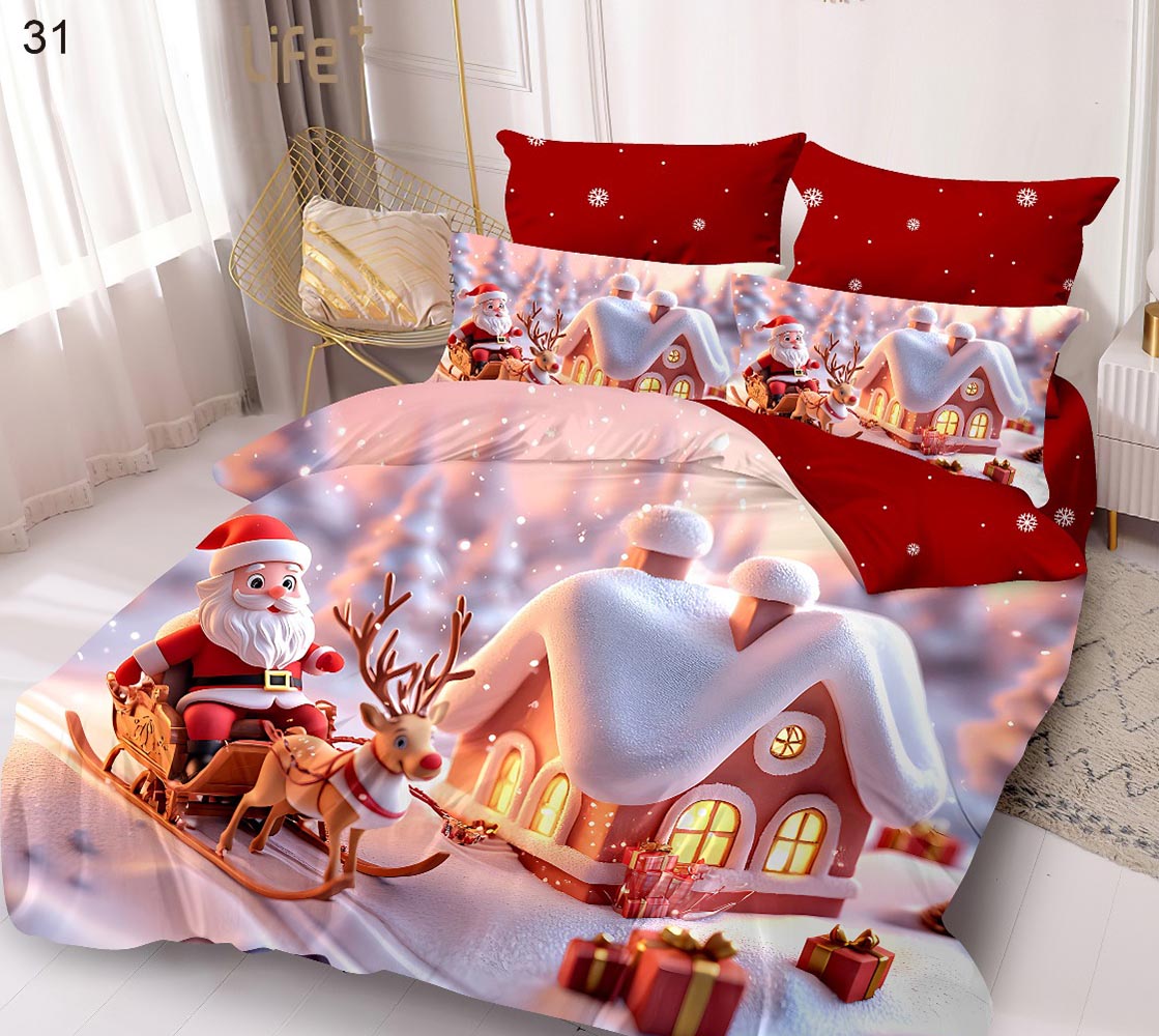 Lenjerie de pat pentru pat dublu Craciun - finet , 6 piese LF7XMAS-31 1 Lenjerie de pat pentru pat dublu Craciun - finet , 6 piese LF7XMAS-31