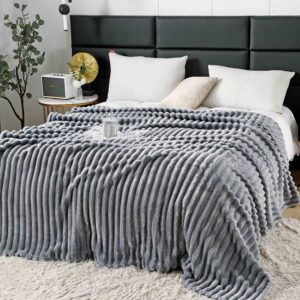 Patura Cocolino cu Dungi ,Pat 2 Persoane, 200x230 cm  - Gri