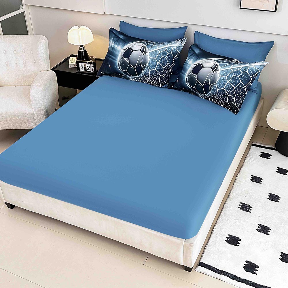 Lenjerie de Pat 1 Persoană- pat 140*200 cm, Cearceaf cu elastic, Imprimeu 5D Minge Fotbal 2 Lenjerie de Pat 1 Persoană- pat 140*200 cm, Cearceaf cu elastic, Imprimeu 5D Minge Fotbal - imagine 2