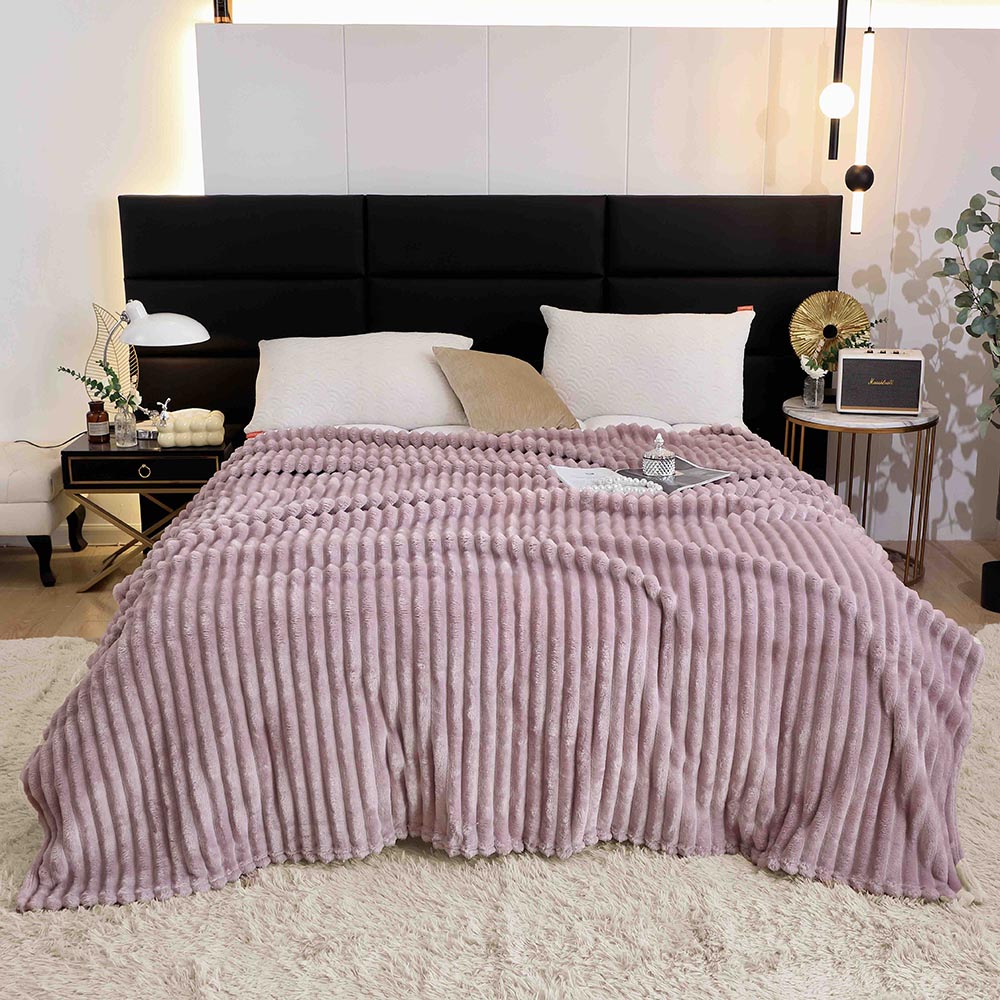 Patura Cocolino cu Dungi ,Pat 2 Persoane, 200x230 cm - Lila 4 Patura Cocolino cu Dungi ,Pat 2 Persoane, 200x230 cm - Lila - imagine 4