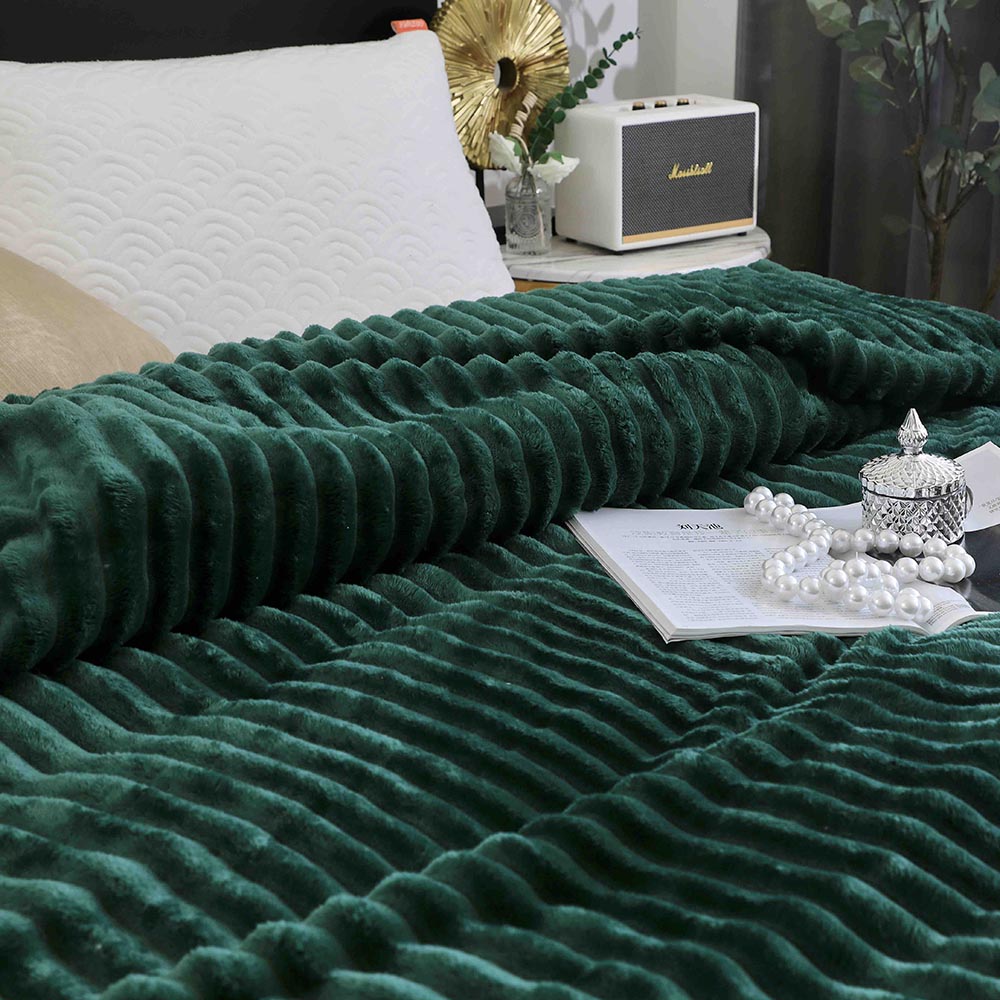 Patura Cocolino cu Dungi ,Pat 2 Persoane, 200x230 cm - Verde 4 Patura Cocolino cu Dungi ,Pat 2 Persoane, 200x230 cm - Verde - imagine 4