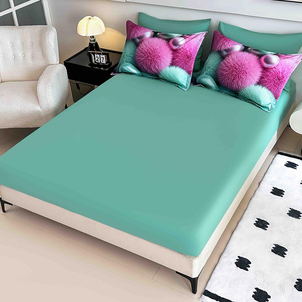 Lenjerie de Pat 1 Persoană- pat 140*200 cm, Cearceaf cu elastic, Imprimeu 5D Bilute Colorate 2 Lenjerie de Pat 1 Persoană- pat 140*200 cm, Cearceaf cu elastic, Imprimeu 5D Bilute Colorate - imagine 2