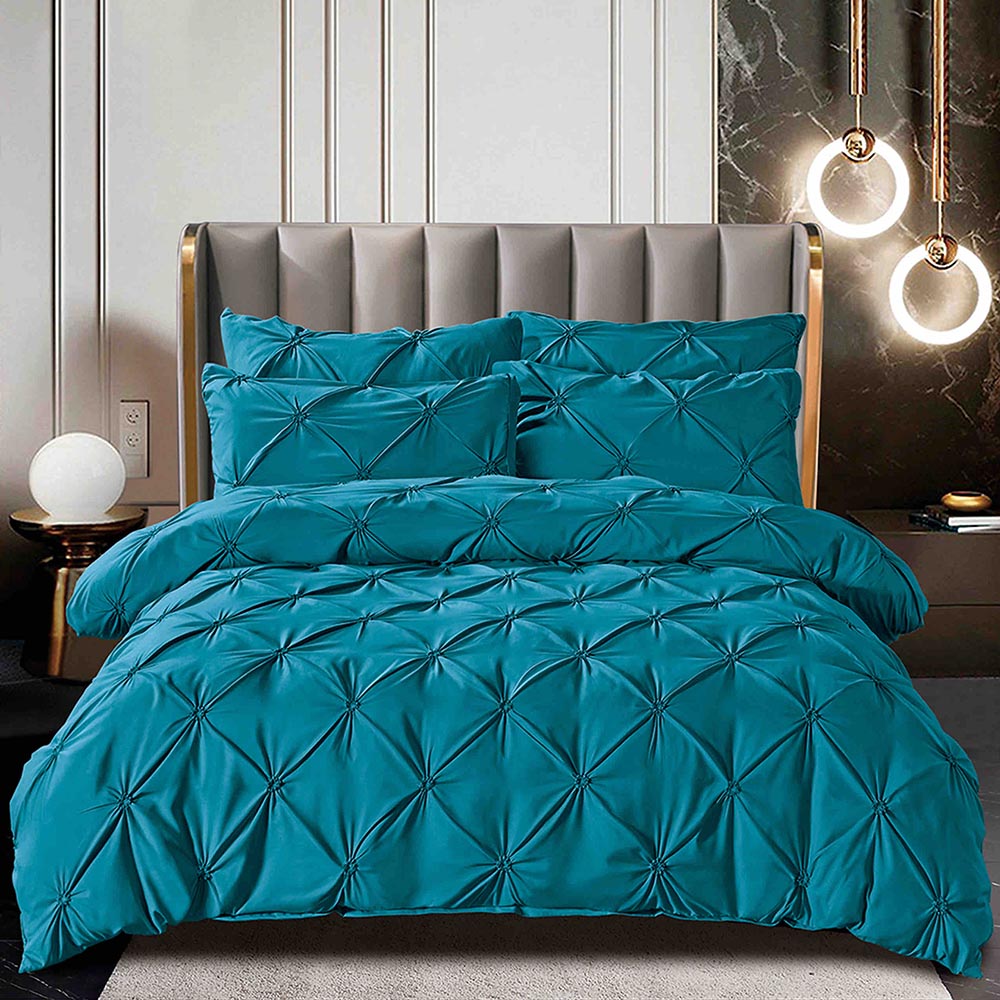 Lenjerie de pat cu pliuri pentru pat dublu - finet , 6 piese, Cearceaf cu elastic - Turqoise 1 Lenjerie de pat cu pliuri pentru pat dublu - finet , 6 piese, Cearceaf cu elastic - Turqoise
