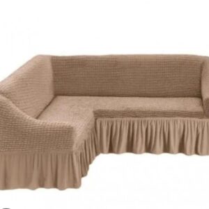 Husa cu volan coltar  - material creponat Bej Inchis