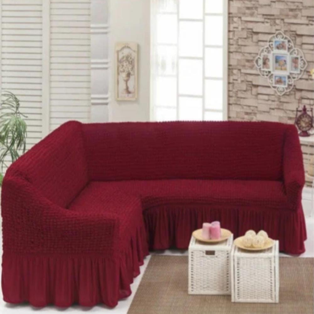 Husa cu volan coltar - material creponat Bordo 1 Husa cu volan coltar - material creponat Bordo