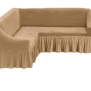 Husa cu volan coltar  - material creponat Cappuccino