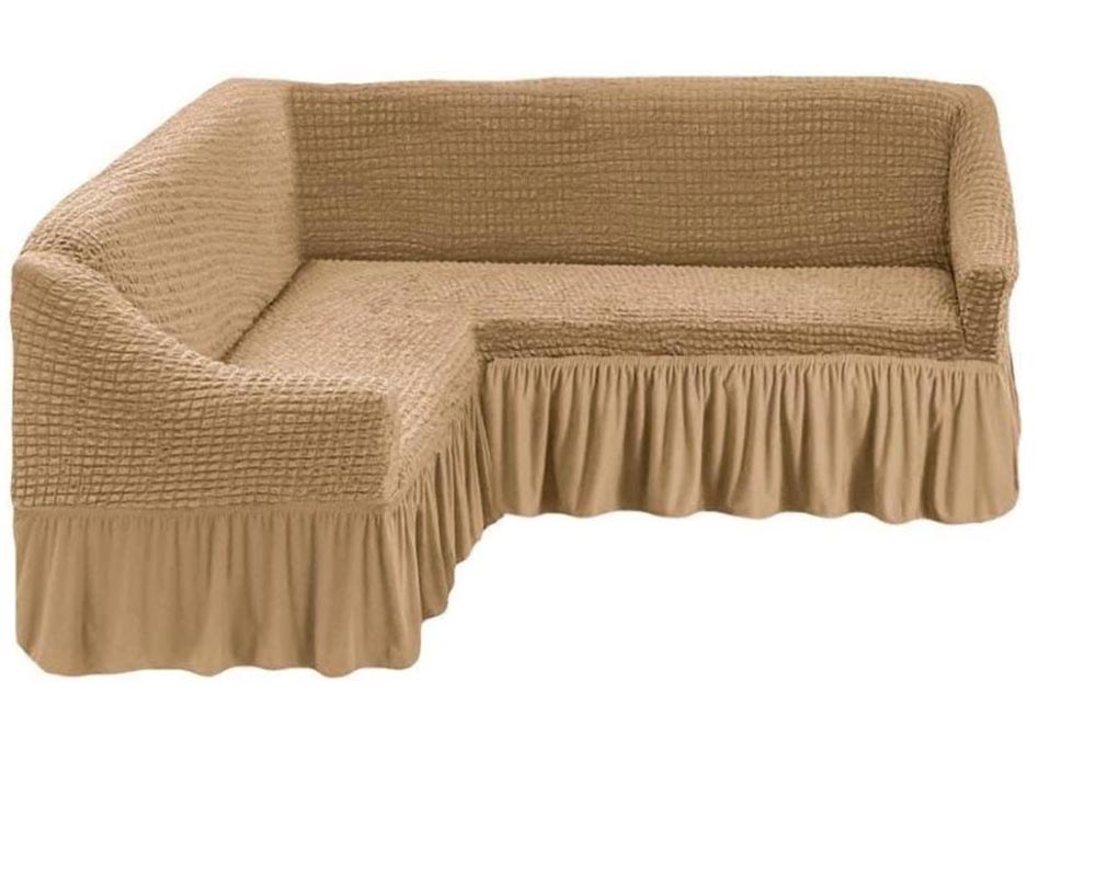 Husa cu volan coltar - material creponat Cappuccino 1 Husa cu volan coltar - material creponat Cappuccino