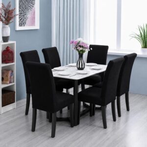 Set Huse Scaune, 6 Piese, cu Elastic , Negru