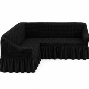 Husa cu volan coltar  - material creponat Negru
