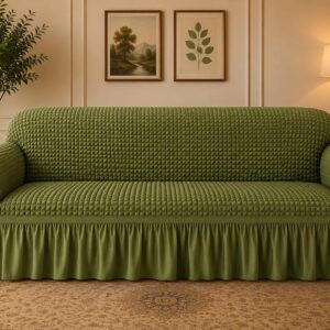 Husa cu volan canapea 3 locuri - material creponat Verde