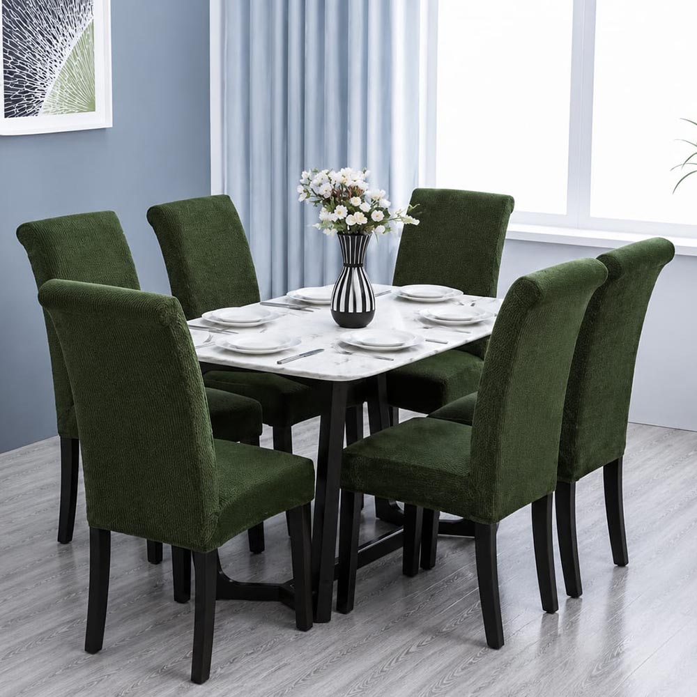 Set Huse Scaune, 6 Piese, cu Elastic , Verde 1 Set Huse Scaune, 6 Piese, cu Elastic , Verde