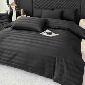 Lenjerie de pat DAMASC, 6 piese, 100% bumbac, Negru