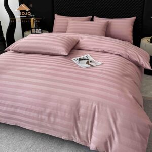 Lenjerie de pat DAMASC, 6 piese, 100% bumbac, Roz Pudrat