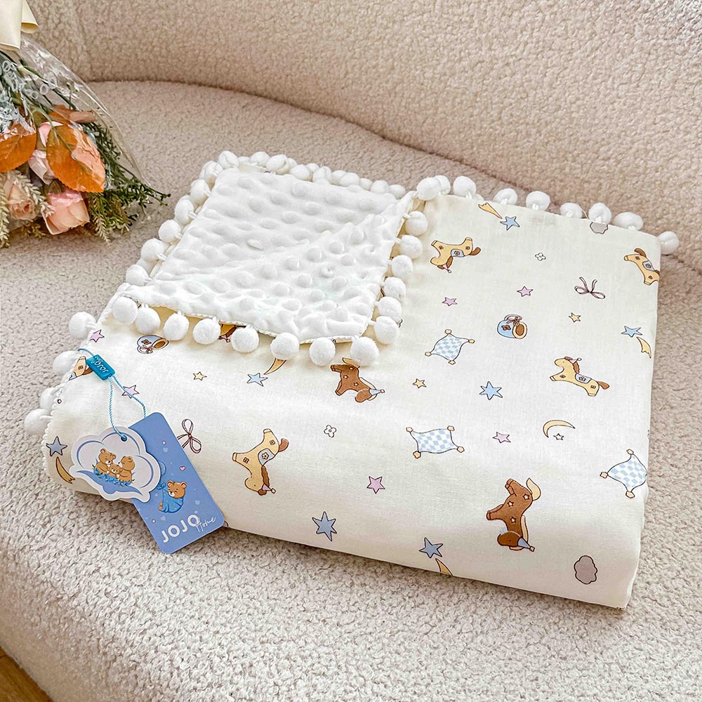 Păturică copii din bumbac 100% și Minky 3D, 100 x 150 cm – Ivoire, model cu Ursuleți și Steluțe 5 Păturică copii din bumbac 100% și Minky 3D, 100 x 150 cm – Ivoire, model cu Ursuleți și Steluțe - imagine 5