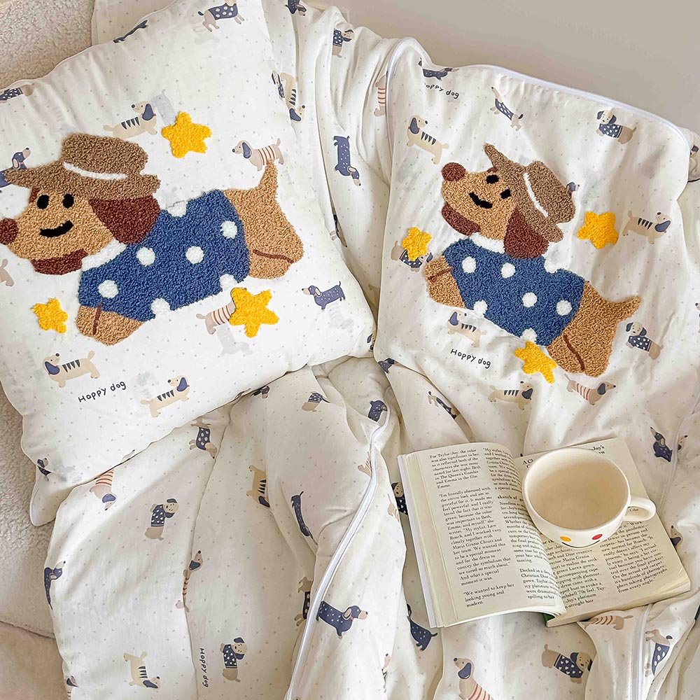 Pilotă pentru copii 2 în 1, 100% Bumbac, Transformabilă în Pernă – 150 x 200 cm, Crem-Albastru, Model Cățeluș Cowboy 2 Pilotă pentru copii 2 în 1, 100% Bumbac, Transformabilă în Pernă – 150 x 200 cm, Crem-Albastru, Model Cățeluș Cowboy - imagine 2