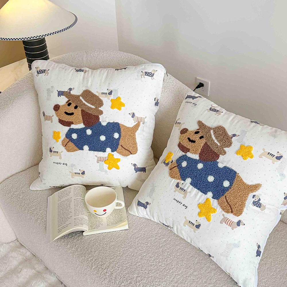 Pilotă pentru copii 2 în 1, 100% Bumbac, Transformabilă în Pernă – 150 x 200 cm, Crem-Albastru, Model Cățeluș Cowboy 5 Pilotă pentru copii 2 în 1, 100% Bumbac, Transformabilă în Pernă – 150 x 200 cm, Crem-Albastru, Model Cățeluș Cowboy - imagine 5
