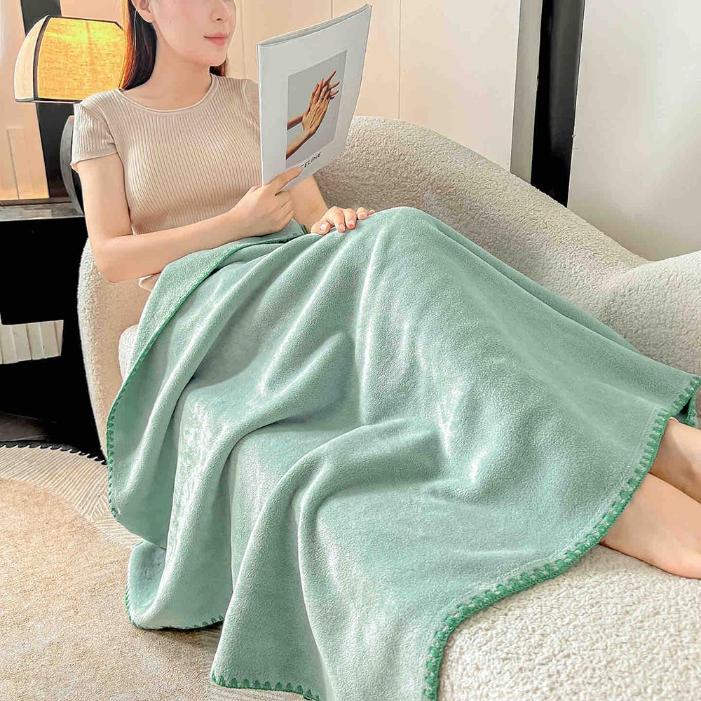 Pătură Tip Șal Premium Cu Capsa din Cașmir Artificial 100x140 cm - Turqoise 4 Pătură Tip Șal Premium Cu Capsa din Cașmir Artificial 100x140 cm - Turqoise - imagine 4