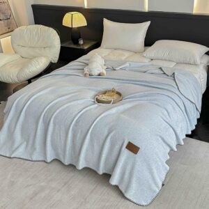 Pătură Jojo Home din Cașmir Artificial 200x230 cm, Bleu Deschis